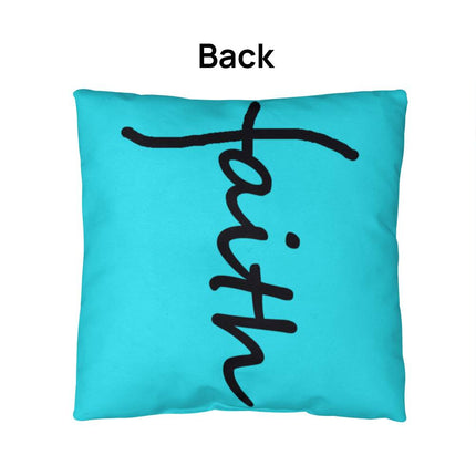 Faith Throw Pillow | Teal Christian Home Decor Accent Pillow (Black Script)