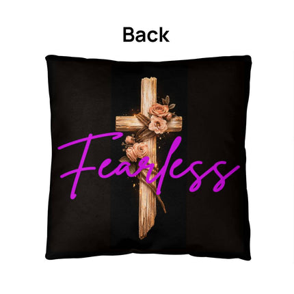 Fearless Rustic Cross | Christian Pillow | Gift for Her