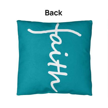 Faith Throw Pillow | Teal Christian Home Decor Accent Pillow