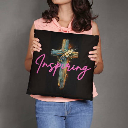 Inspiring Heart Cross Classic Pillow – Christian Gift for Women