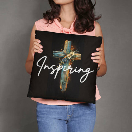 Inspiring Heart Cross Classic Pillow – Christian Gift for Women