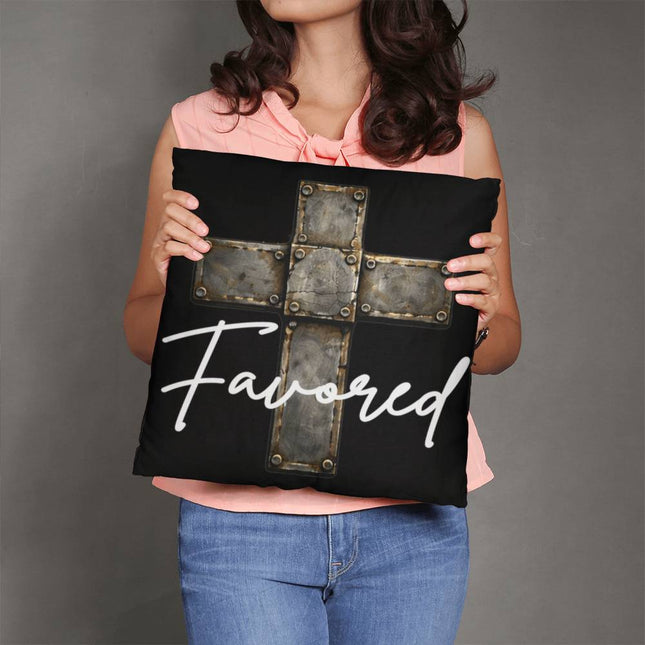 Favored Cross Throw Pillow – Christian Gift for Men