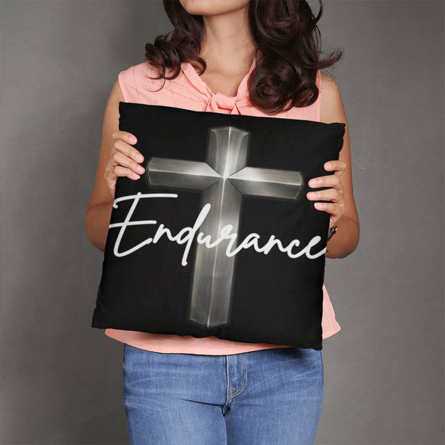 Endurance Cross Throw Pillow – Christian Gift for Men