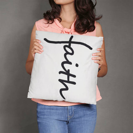 Faith Throw Pillow | White Christian Home Decor Accent Pillow
