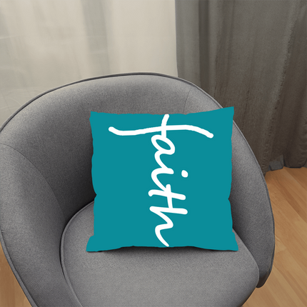 Faith Throw Pillow | Teal Christian Home Decor Accent Pillow