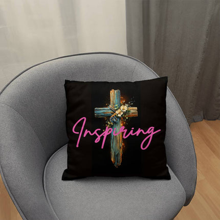 Inspiring Heart Cross Classic Pillow – Christian Gift for Women