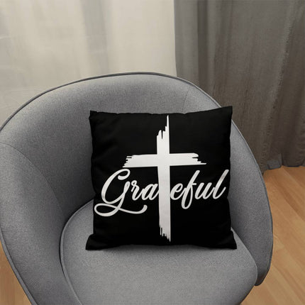 Modern Christian classic pillow with Faith design — "Prayer does something" — a faith-forward gift for women