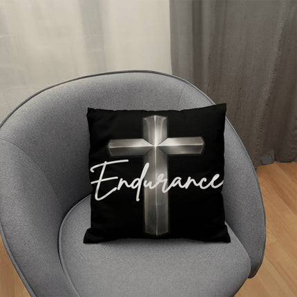 Endurance Cross Throw Pillow – Christian Gift for Men