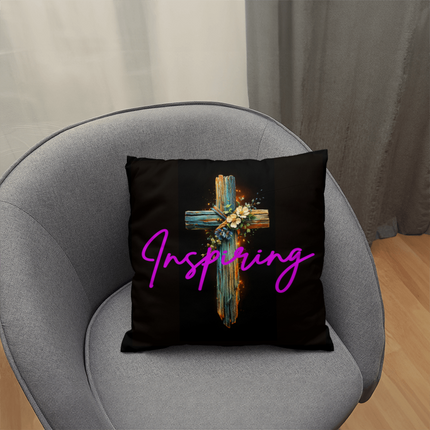 Inspiring Heart Cross Classic Pillow – Christian Gift for Women