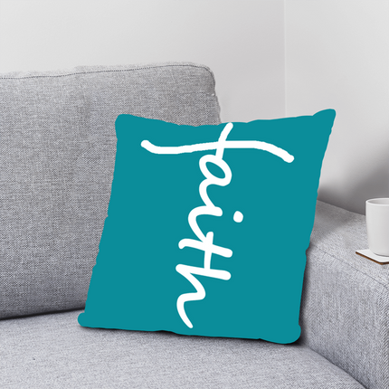 Faith Throw Pillow | Teal Christian Home Decor Accent Pillow