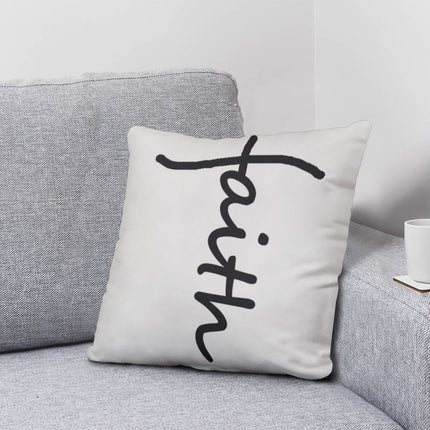 Faith Throw Pillow | White Christian Home Decor Accent Pillow