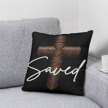 Saved Cross Throw Pillow – Christian Gift for Men