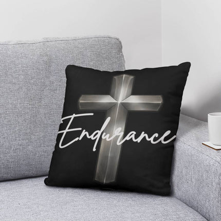 Endurance Cross Throw Pillow – Christian Gift for Men