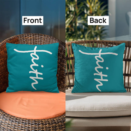 Faith Throw Pillow | Teal Christian Home Decor Accent Pillow