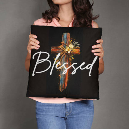 Inspiring Heart Cross Classic Pillow – Christian Gift for Women