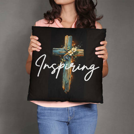 Inspiring Heart Cross Classic Pillow – Christian Gift for Women