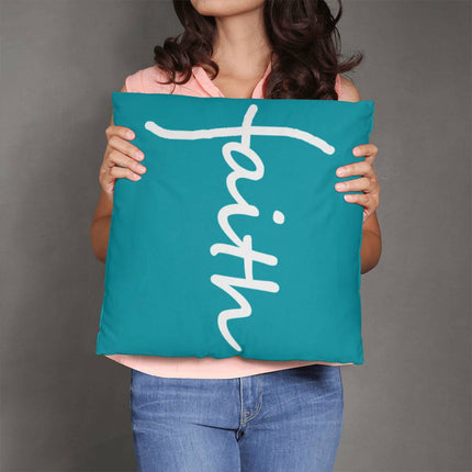 Faith Throw Pillow | Teal Christian Home Decor Accent Pillow