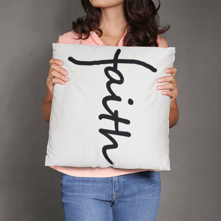 Faith Throw Pillow | White Christian Home Decor Accent Pillow