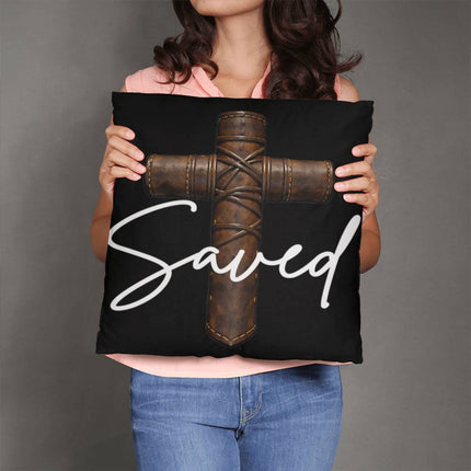 Saved Cross Throw Pillow – Christian Gift for Men