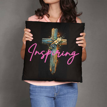 Inspiring Heart Cross Classic Pillow – Christian Gift for Women