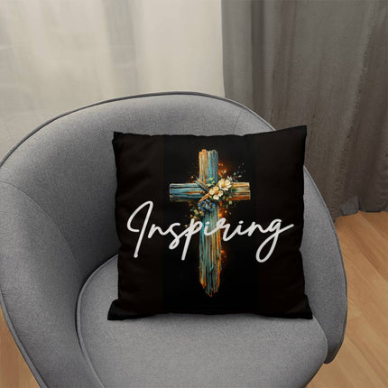 Inspiring Heart Cross Classic Pillow – Christian Gift for Women