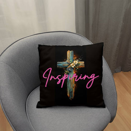 Inspiring Heart Cross Classic Pillow – Christian Gift for Women