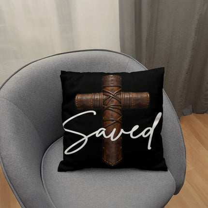 Saved Cross Throw Pillow – Christian Gift for Men