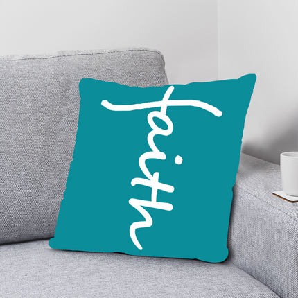 Faith Throw Pillow | Teal Christian Home Decor Accent Pillow