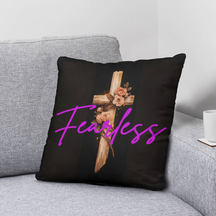 Fearless Rustic Cross | Christian Pillow | Gift for Her