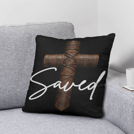 Saved Cross Throw Pillow – Christian Gift for Men