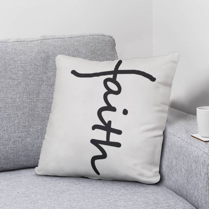 Faith Throw Pillow | White Christian Home Decor Accent Pillow