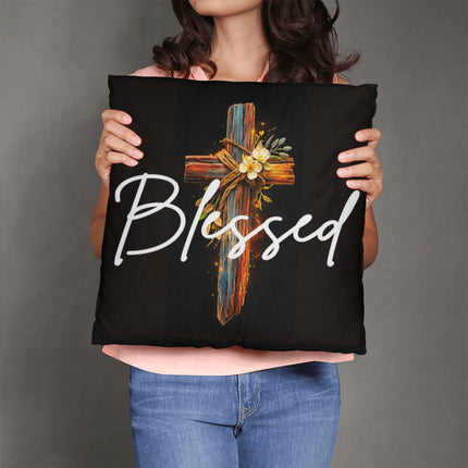 Inspiring Heart Cross Classic Pillow – Christian Gift for Women