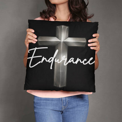 Endurance Cross Throw Pillow – Christian Gift for Men
