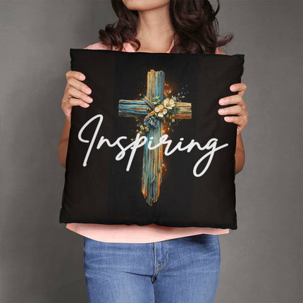 Inspiring Heart Cross Classic Pillow – Christian Gift for Women