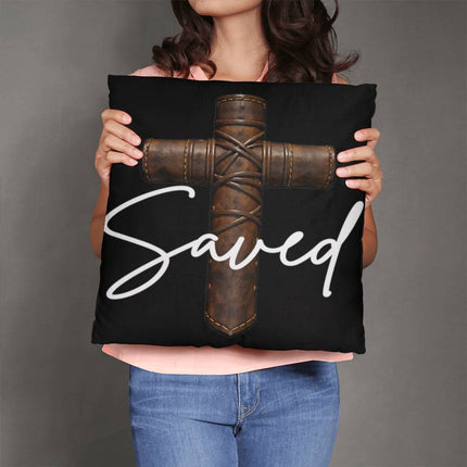 Saved Cross Throw Pillow – Christian Gift for Men