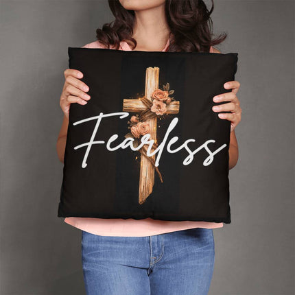Fearless Teal Cross | Christian Pillow | Gift for Her
