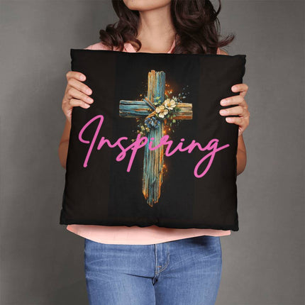 Inspiring Heart Cross Classic Pillow – Christian Gift for Women