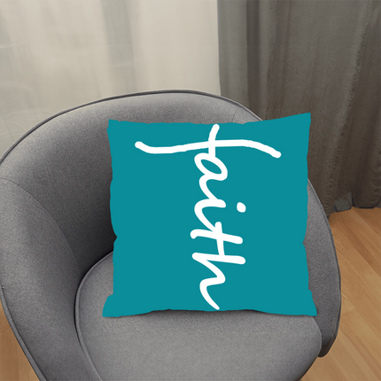 Faith Throw Pillow | Teal Christian Home Decor Accent Pillow