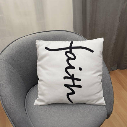 Faith Throw Pillow | White Christian Home Decor Accent Pillow