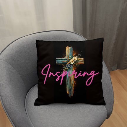 Inspiring Heart Cross Classic Pillow – Christian Gift for Women