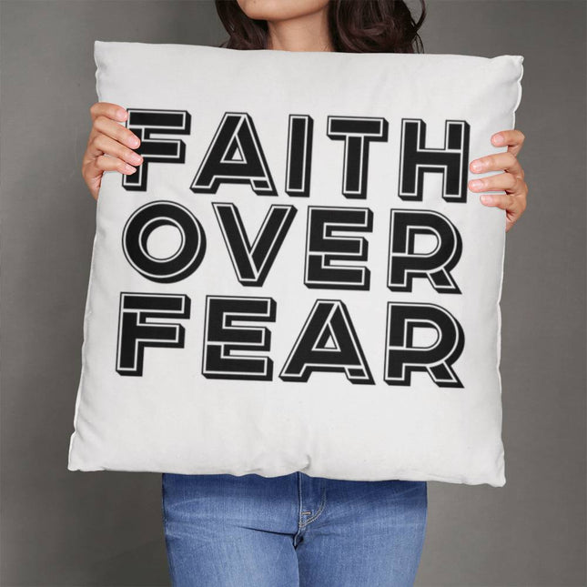 Faith Over Fear Classic Pillow (White) – Christian Gift for Women