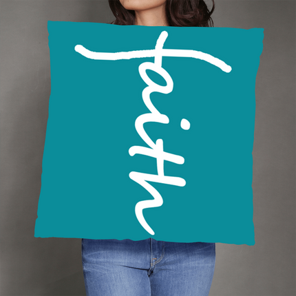 Faith Throw Pillow | Teal Christian Home Decor Accent Pillow