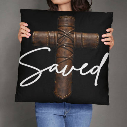 Saved Cross Throw Pillow – Christian Gift for Men