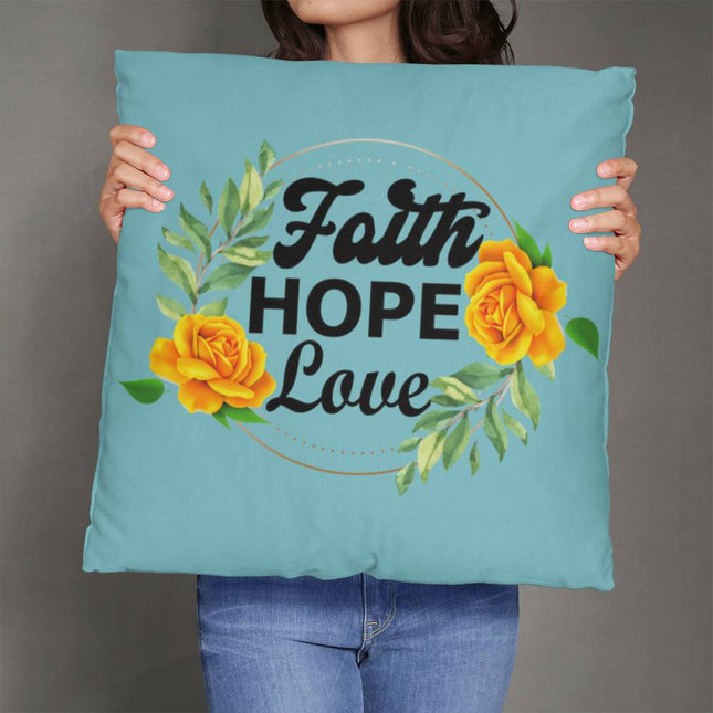 Faith Hope Love Floral Classic Pillow – Christian Gift for Women