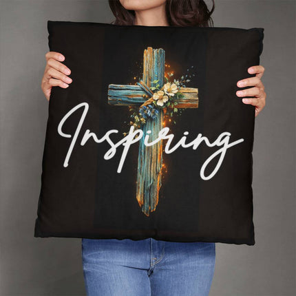 Inspiring Heart Cross Classic Pillow – Christian Gift for Women