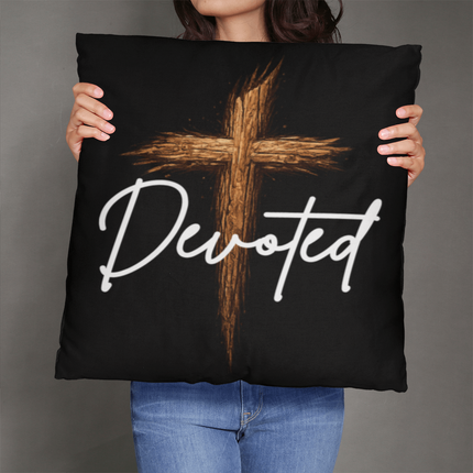 Devoted Cross Throw Pillow – Christian Gift for Men