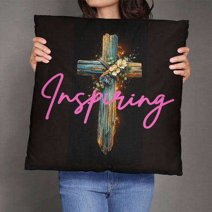 Inspiring Heart Cross Classic Pillow – Christian Gift for Women