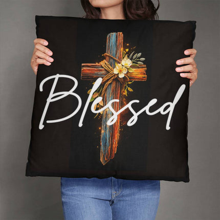 Inspiring Heart Cross Classic Pillow – Christian Gift for Women