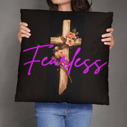 Fearless Rustic Cross | Christian Pillow | Gift for Her