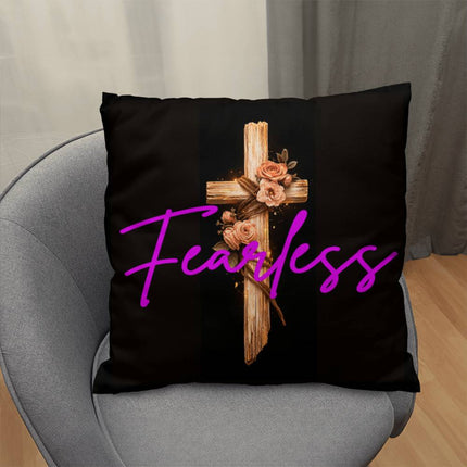 Fearless Rustic Cross | Christian Pillow | Gift for Her